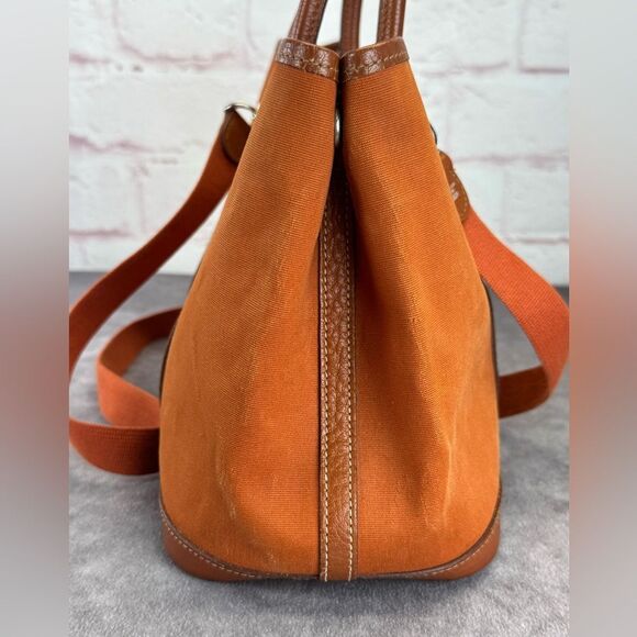 Hermes Garden Party Small Orange Toile Leather Canvas Tote Bag - Picture 5 of 16